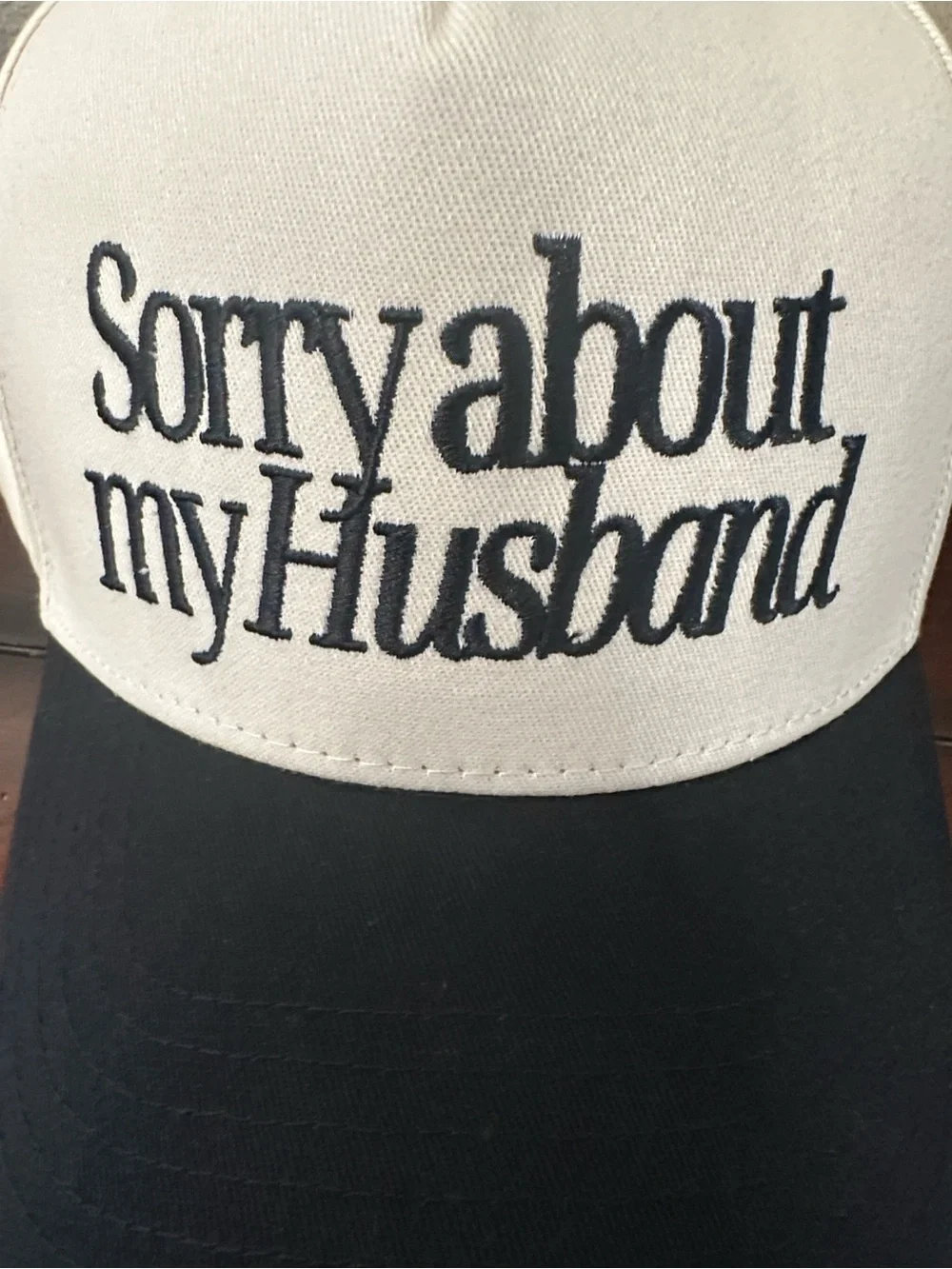 Altar'd State Two-Tone 'Sorry About My Husband' Cap - Cream & Black